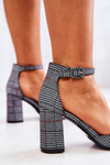 Women's Pumps On Heel checkered Black and white Harye 