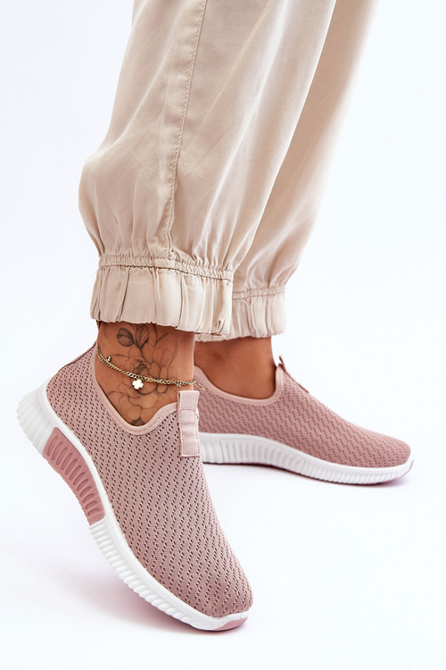 Buty Sportowe Klasyczne Wsuwane Jasnoróżowe Frankie QH515