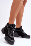 Women's Suede Sport Shoes with Chain Black Tymagio