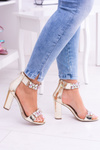Lu Boo Gold Mirrored Zirconia Sandals Lambada