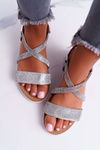 Women's Lu Boo Sandals With Zircons 406-5 Silver Stella