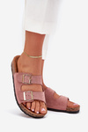 Women's Slip-On Sandals On Cork Sole Light Pink Cortina