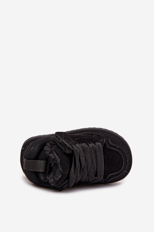 Sneakersy Dziecięce Ocieplane Futerkiem Czarne Mireen