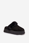 Women's slippers on platform with fur black Linaris