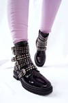 Boots Lacquered With Stripes Black Marchelli