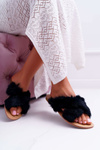 Women's Furry Flip Flops Lu Boo Black