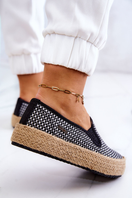 Tenisówki Slip On Damskie Plecione Czarne Big Star JJ274395