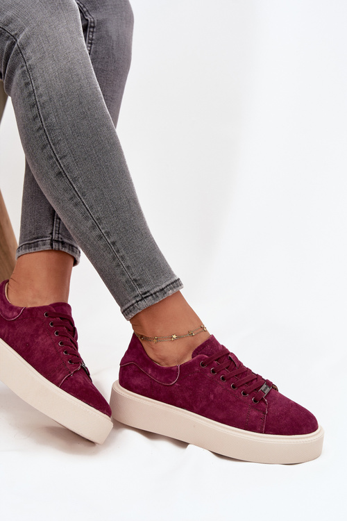 Suede Women's Sneakers On Platform Vinceza 79578 Bordeaux
