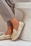Women's espadrilles with jute weaving on flat sole golden Shilova
