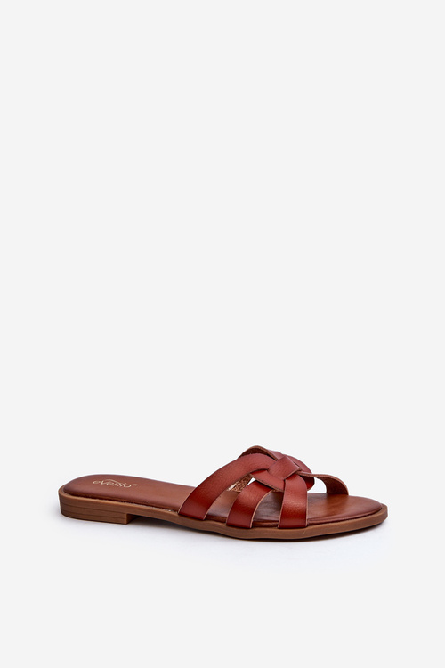 Women's Flat Heel Eco Leather Sandals Brown Rosalini