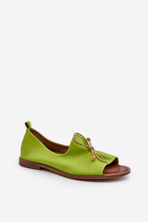 Zazoo 2660 Women's Leather Ballerina Flats Lime