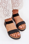 Women's Sandals With Braiding On Decorated Platform Black Velara
