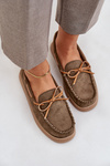 Womens Moccasins On Flat Sole Dark Green Timannie