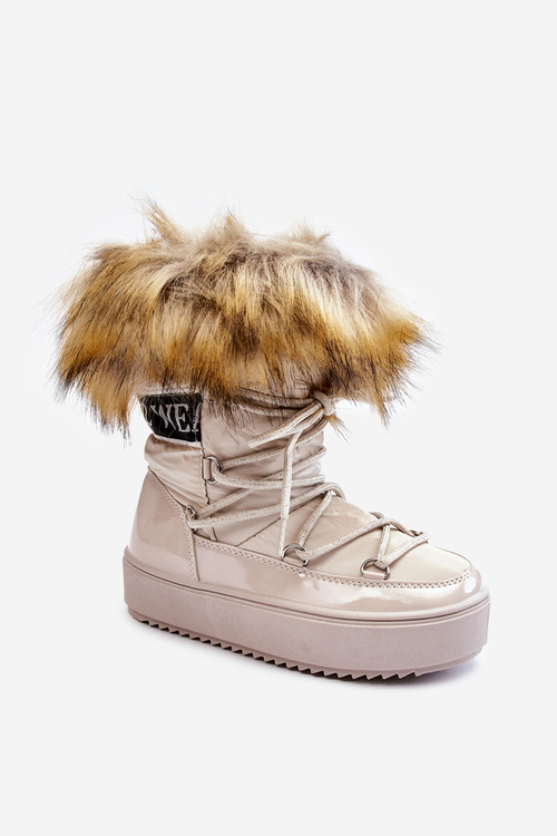 Warm Lace Up Snow Boots Beige Colioris 