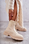 Women's Socks Boots With Zipper Beige Shelter