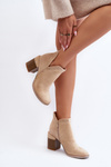 Ankle Boots on Chunky Heel with Cutout Light Beige Jolnima