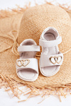 Leather Children's Sandals With Velcro White Catia