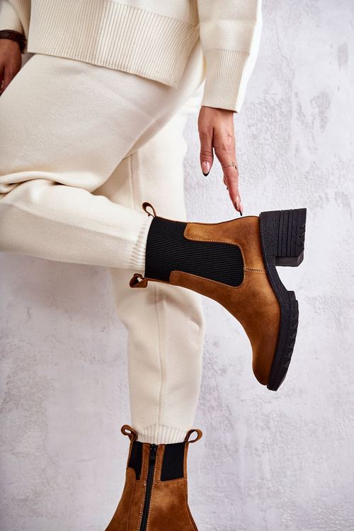 Women's Warm Boots On Heel Camel Abella