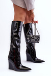 Leather Boots On Platform Black Delinn