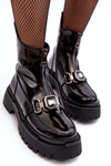 Women's Glossy Zip-up Boots D&A MR870-94 Black