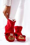 Christmas Warming Slippers Reindeer Red