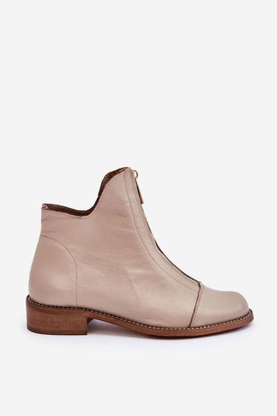 Leather Zipper Boots Nicole 2785/008 Beige
