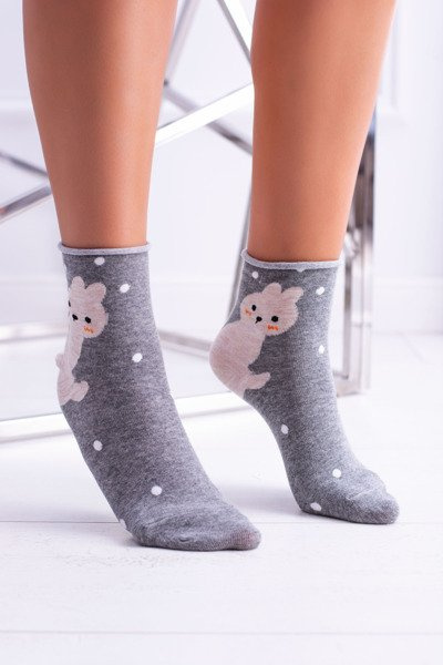 Women's Socks Grey with Bunny