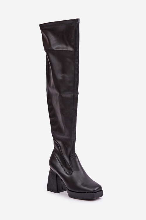 Fitted knee-high heeled boots dark brown Sanniraen