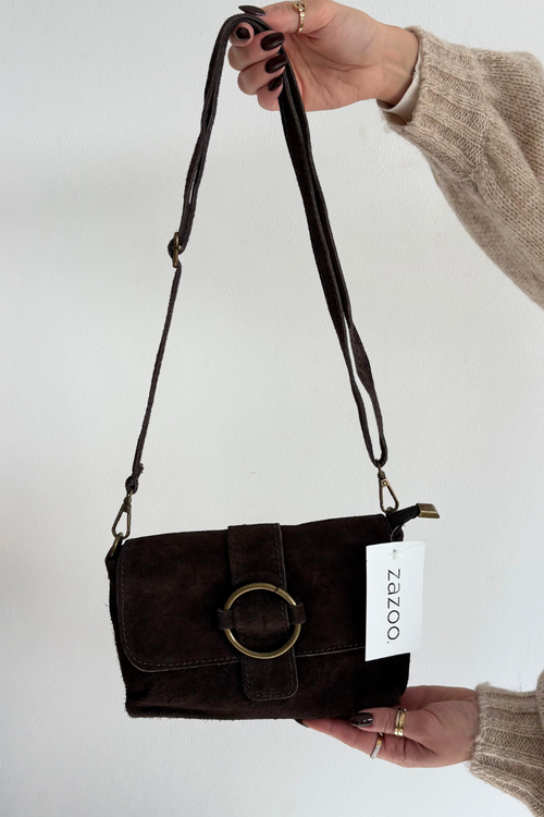 Mała Torebka Z Naturalnego Zamszu Czekoladowa Jessel