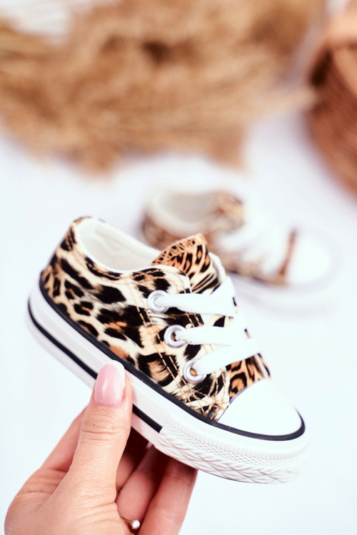 Children's Sneakers With Leopard Print Camel Berni