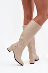 Leather Insulated Women's Boots On Heel Maciejka A7165-04 Beige
