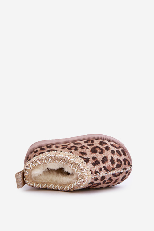 Botki Śniegowce W Panterkę Ocieplane Futerkiem Platforma Brązowe Vilabria