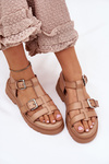 Women's Eco Leather Sandals With Buckles Khaki Jeneliena