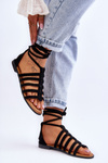Women's Suede Roman Sandals Black Sempre