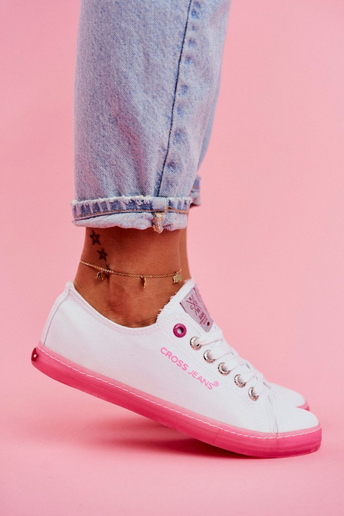 Women's Sneakers Cross Jeans White Pink FF2R4075C