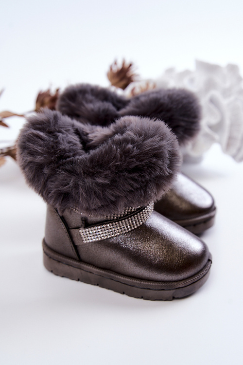 Children's Snow Boots With Cubic Zirconia Dark Grey Hollee
