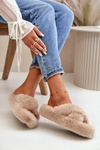 Womens Fur Slippers On Thick Sole Beige Lavitera