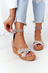 Suede Wedge Sandals Maciejka 04565-04 Beige-Gold