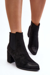 Women's Black Ankle Boots with Chunky Heel Arianti