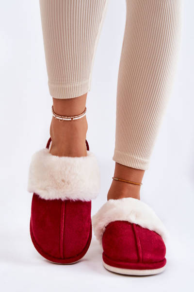Women's Smooth Slippers With Fur Red Morisea