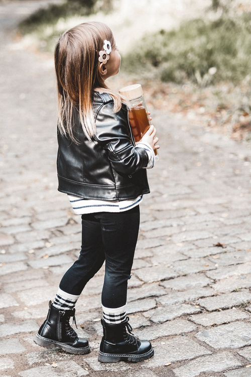 Children's Leather Boots With Zipper Black Omua