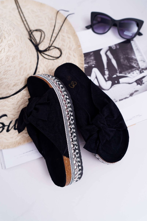 Women's Flip-Flops With Doodles Thick Soles Black Milady