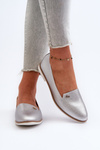 Women's Silver Flat Heel Loafers Enzla