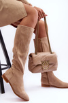 Suede Boots On Flat Heel Beige Eelin 