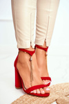 Red Suede Stiletto Sandals with Tassel Annick