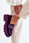 Women's Velvet Moccasins with Decoration Purple Wendreda