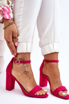 Classic Suede Heel Sandals Fuchsia Amina
