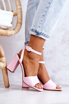 Leather Sandals On A Bar Pink Estrella 
