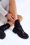 Leather Socks Lace-up Boots Black Riston