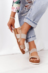 Sandals With Silver Drawstring Beige Almeria
